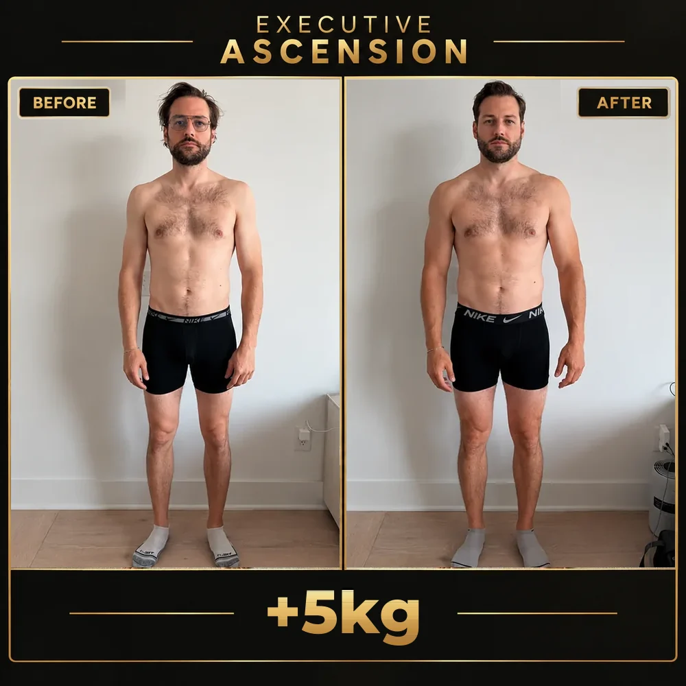 Client before and after: 5kg of lean mass gained